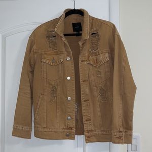 Distressed Tan Jean Jacket